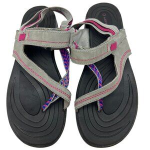 Airwalk Women Walking Sandals Size 10 Gray Strappy Slingback Casual Flat Outdoor